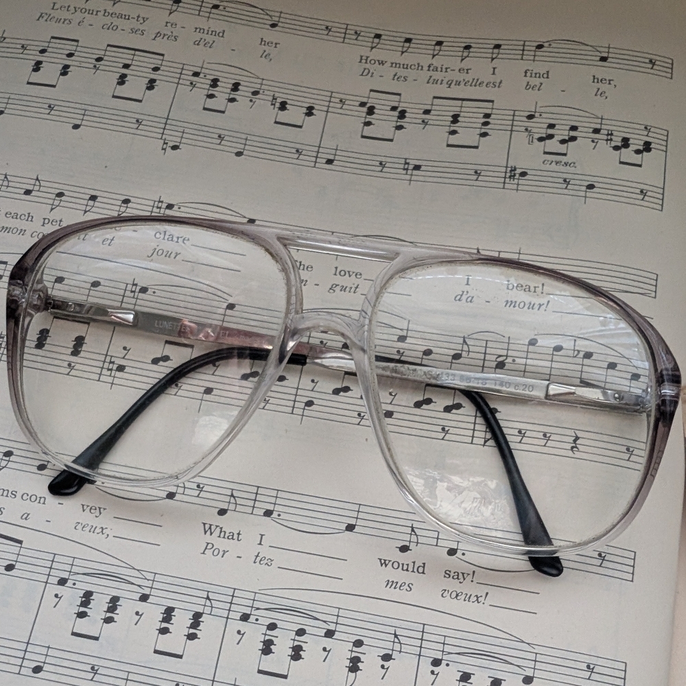 Lunettes Castel Clear Oversized Aviator Glasses with Black Temples